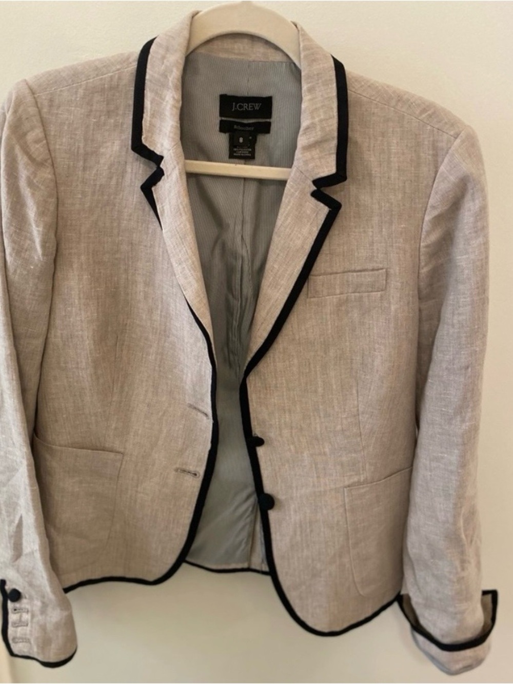 J Crew School Boy Linen Blazer tan black 8 - Picture 6 of 11